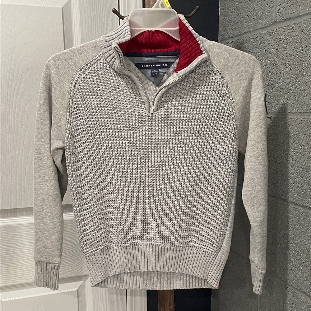 Tommy Hilfiger Light Gray Zip-Up Sweater